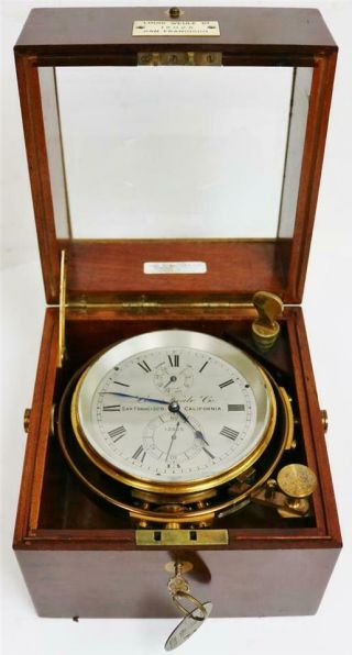 Rare Antique 2 Day Louis Weule Co No12025 Boxed Fusee Ships Marine Chronometer 3