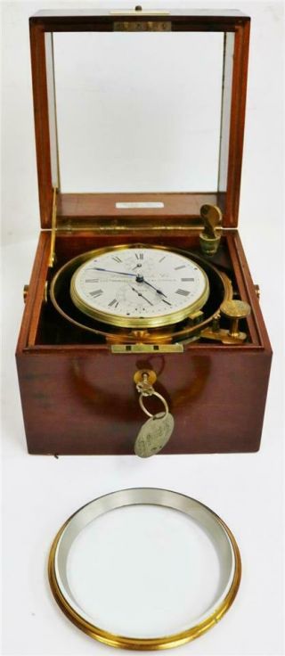 Rare Antique 2 Day Louis Weule Co No12025 Boxed Fusee Ships Marine Chronometer 4