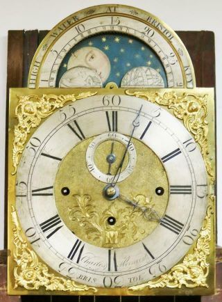 Rare Antique 18thc English 8 Day Musical 8 Bell Moon Grandfather Longcase Clock 10