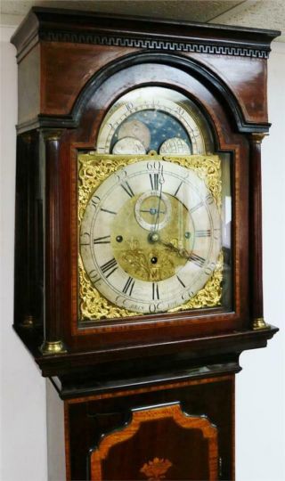 Rare Antique 18thc English 8 Day Musical 8 Bell Moon Grandfather Longcase Clock 3