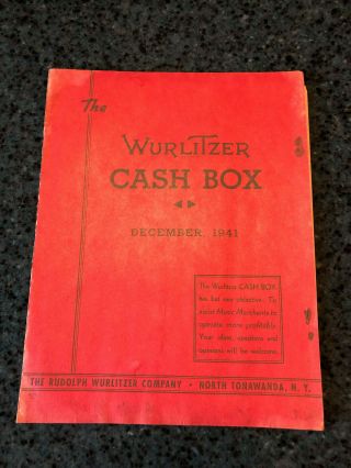 The Wurlitzer Cash Box Dec.  1941 W Victory Jukebox Brochure & Envelope Rare