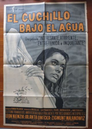 Knife In The Water (1962) Rare Argentinean Movie Poster Roman Polanski