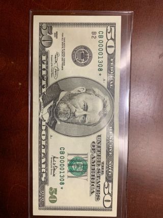 Rare 2001 $50 Star Note,  Low Serial Number And 320k Print Run