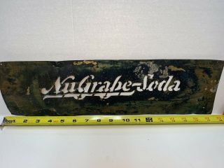 Vintage C.  1940s - 50s Nugrape Brass Wooden Soda Crate Stencil Rare Sign Gas Oil