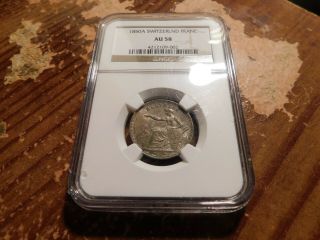 1850 A Switzerland 1 Franc Ngc Au58 Rare Key Date Krause Price Xf $270 Ms $595