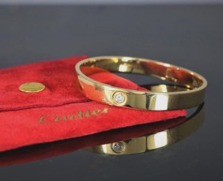 Rare Estate Vintage Cartier 18k Yellow Gold Diamond Bangle Love Bracelet 17