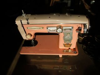 Rare Pink Art Deco Stradivaro Zig ZAg Deluxe 105 Sewing Machine,  Carry Case 3