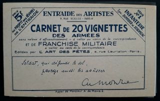 Very Rare 1940 France Booklet Of 20 Army Infantry Vignette Stamps Muh