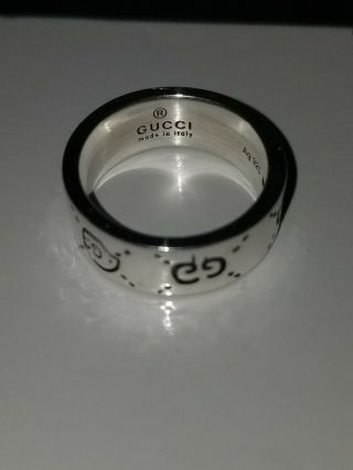 Gucci Ghost Gg 925 Sterling Silver Ring Size 9 Made In Italy Very Rare