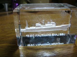 RARE USS Lake Champlain CG 57 USN Ticonderoga Cruiser Desktop Paperweight 6