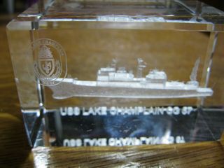 RARE USS Lake Champlain CG 57 USN Ticonderoga Cruiser Desktop Paperweight 7