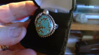 Native American Rare 8 Turq,  Sterling Silver Ring,  Size 9
