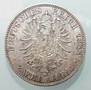 German States PRUSSIA 2 Mark KM 510 1888 A RARE See Silver 3