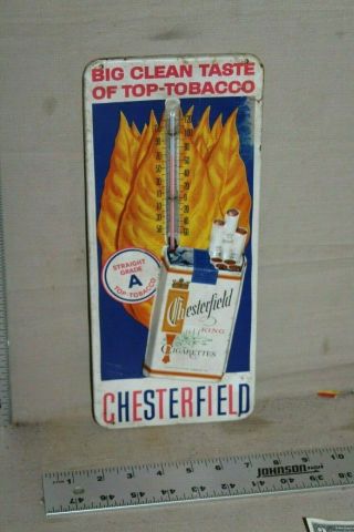 Rare 1950s Chesterfield Tobacco Cigarettes Embossed Metal Thermometer Sign Gas