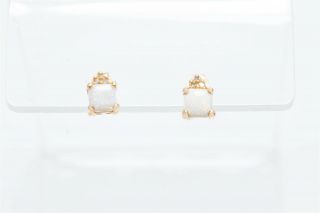 Designer $900 Rare 1.  25ct Princess Cut Opal Diamond 10k Yellow Gold Earrings