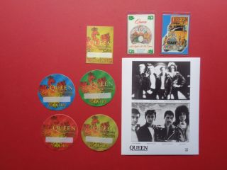Queen,  8x10 " B/w Promo Photo,  7 Rare Backstage Passes