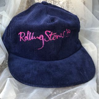 Rare " Rolling Stones " Embroidered Blue Corduroy Hat.  Steel Wheels 1989 Us Tour