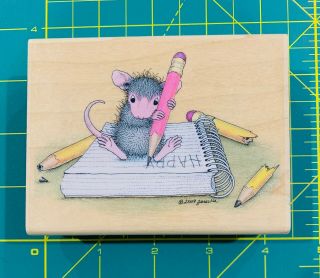 House Mouse Taking Notes Stampabilities Htf Rare,  Rubber Stamp Happy,  Pencil Pad