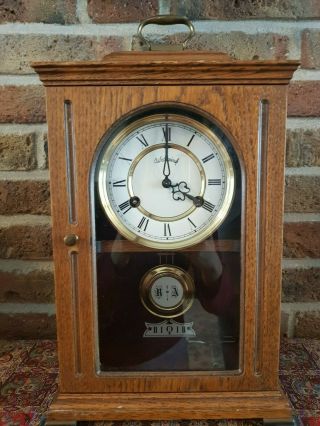 Rare Dutch Wuba Warmink Table Clock With Oak Body And Removable Time Piece