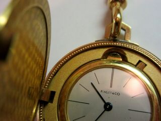 Rare Piaget 18k YG 1900 Gold Coin Flip Up Pocket Watch w/ 14 kt.  watch chain 5