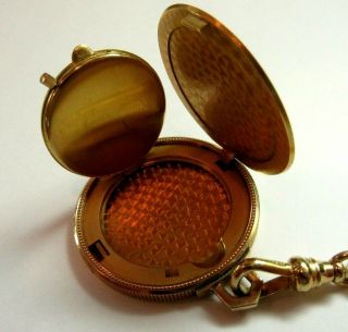 Rare Piaget 18k YG 1900 Gold Coin Flip Up Pocket Watch w/ 14 kt.  watch chain 7