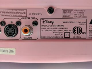 Disney DVD Player Model DVD2050P Princess WITH REMOTE GREAT Rare 6