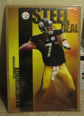 Rare 2004 Poster Ben Roethlisberger Pittsburgh Steelers Shrink Wrapped