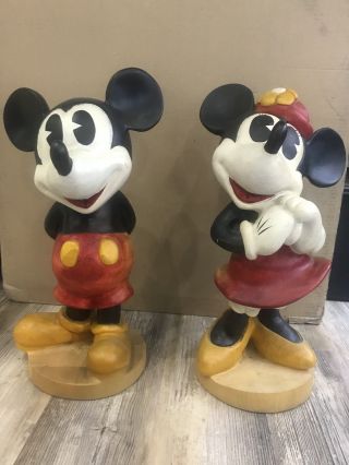 Rare Walt Disney Productions Wooden Carved Mickey And Minnie Mouse 19