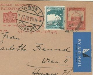 Palestine Rare Stationery P.  C.  8mil.  Up Rated Sent Tal Aviv To Austria 1935