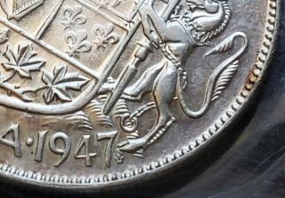 1947 Canada Silver 50 Cent Coin ICCS Graded F - 15 RARE Maple Leaf Curved 7 4