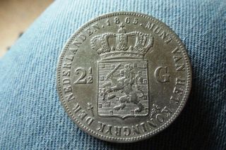 37) Netherlands - Silver 2½ Gulden 1865 Willem Iii " Rare "