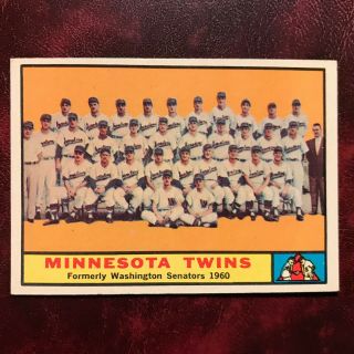 1961 Topps Set Minnesota Twins Team Photo Card Rare 542 - Nr -