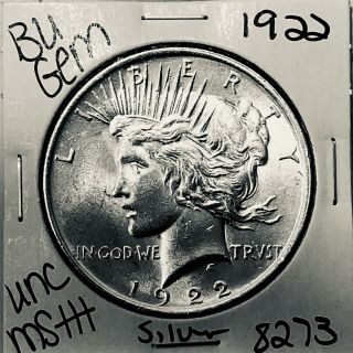 1922 P Bu Gem Peace Silver Dollar Unc Ms,  U.  S.  Rare Coin 8273