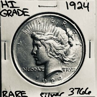 1924 Peace Silver Dollar Hi Grade U.  S.  Rare Coin 3766