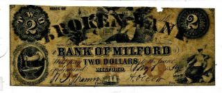 $2 (BANK OF MILFORD) 1800 ' S 