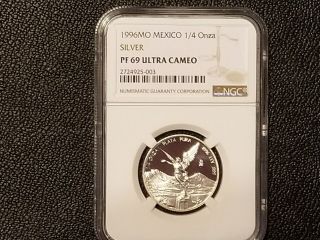 1996 Mexico 1/4 Oz Silver Libertad Proof Ngc Pf69 Ultra Cameo Only 1,  000 Rare