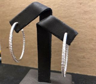 Tiffany & Co.  Metro Diamond Earrings Hoop 18k White Gold Large Inside Out Rare