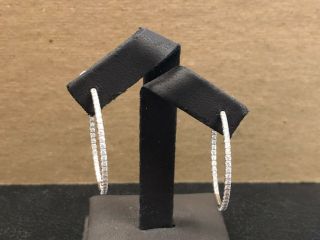 Tiffany & Co.  Metro Diamond Earrings Hoop 18k White Gold Large Inside Out Rare 4