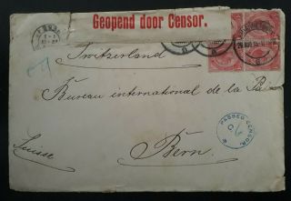 Very Rare 1915 South Africa Censor Cover Ties 4 X 1d Stamps Canc Johannesburg
