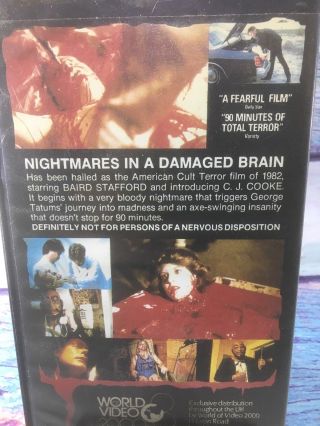 RARE NIGHTMARES IN A BRAIN VHS 80 ' s Cult Horror Gore (n9) 6