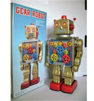 RARE GOLDEN GEAR ROBOT METAL HOUSE JAPAN MIB 2