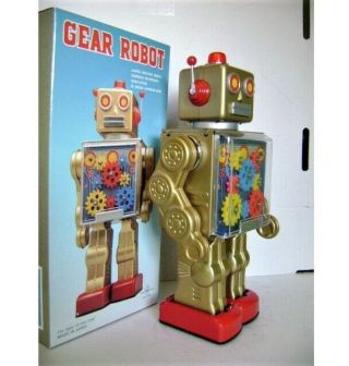 RARE GOLDEN GEAR ROBOT METAL HOUSE JAPAN MIB 3