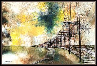 Leonardo Nierman Landscape Painting Oil On Board Signed Rare Artwork 2