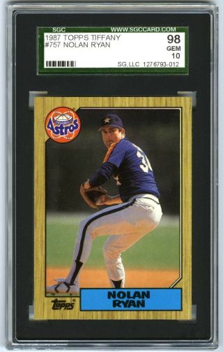 Nolan Ryan Rare 1987 Topps Tiffany Sgc - 98 Gem - Mt (10) Graded Baseball Card 757