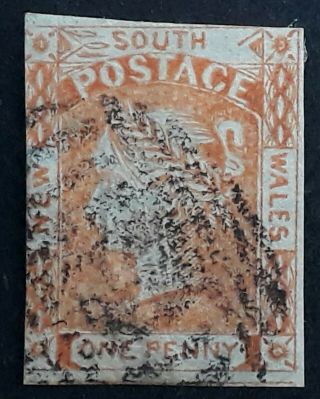 Rare 1854 - Nsw Australia 1d Red Vermilion Laureate Stamp - No Leaves At Rght