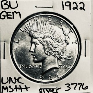 1922 P Bu Gem Peace Silver Dollar Unc Ms,  U.  S.  Rare Coin 3776