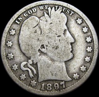 1897 - O Barber Quarter Dollar - - - Rare - - - U400