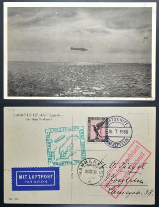 Germany To Norway 1930,  $$$,  Zeppelin,  Rare Airship Flight Airmail Ppc To Norge
