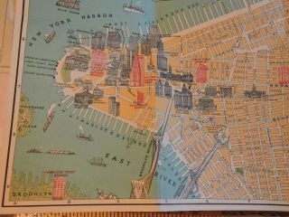 Rare 1928 15x38 Chase Bank Pictorial MAP of York City NYC 7