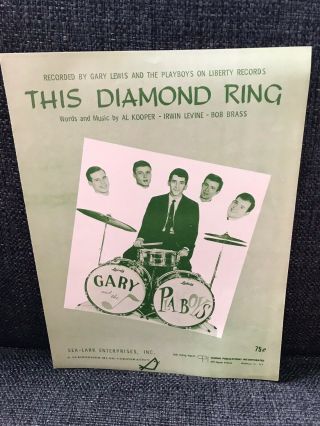 Rare 1960s Sheet Music Gary & The Playboys - This Diamond Ring -